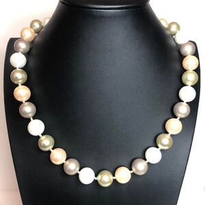470 Lucoral LUC Knotted pink grey white Faux Pearls Necklace Sterling Silver 20"